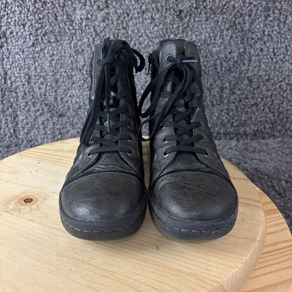 boc Quilted Boots Brightop Womens Size 7 Black Vegan Leather Combat Ankle Bootie - Picture 3 of 11